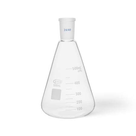 Zoro Select Erlenmeyer Flask, 500 mL, Conical, PK2 UNJTERFL500