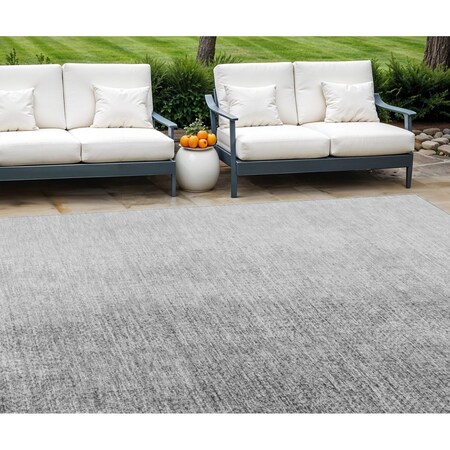 Homeroots 8' X 10' Gray And Silver Abstract Washable Indoor Outdoor Area Rug 588229