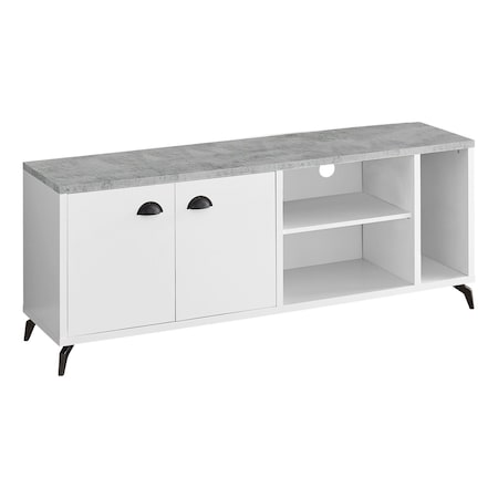 Homeroots 60in White Cabinet Enclosed Storage TV Stand 490374