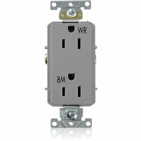 Leviton Receptacle Outlet, 15A, Gray, 125V WTD15-GY