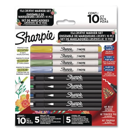 Sharpie Creative Markers, Assorted Tips, Assorted Colors, 10PK 2205174