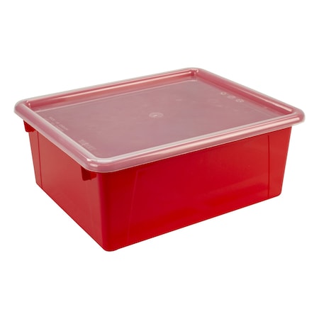 Storex Deep Storage Tray with Lid, Red 62545U05C