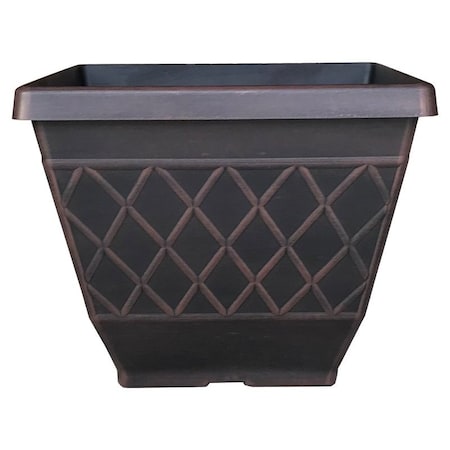 Southern Patio Planter, Square, Resin, Brown, Textured HDR-054856