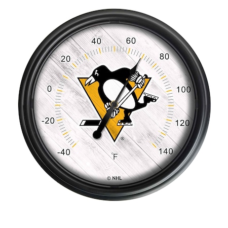 Holland Bar Stool Co Pittsburgh Penguins Indoor/Outdoor LED Thermometer ODThrm14BK-08PitPen