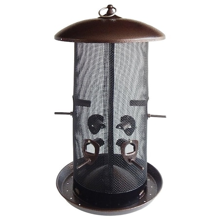 Stokes 38113 Wild Bird Feeder, 8.4 qt Food, 2-Port/Perch, Hammered Copper/Stainless Steel Hanging Ring 38113