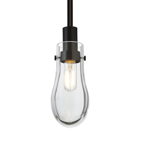 Besa Lighting Wish Stem Pendant, Clear, Black Finish, 1x40W Incandescent 1TT-WISHCL-BK