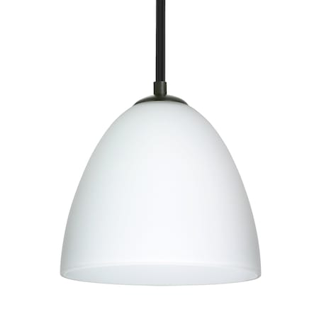 Besa Lighting Besa Vila Stem Pendant, Opal Matte, Black Finish, 1x 9W LED 1TT-447007-LED-BK