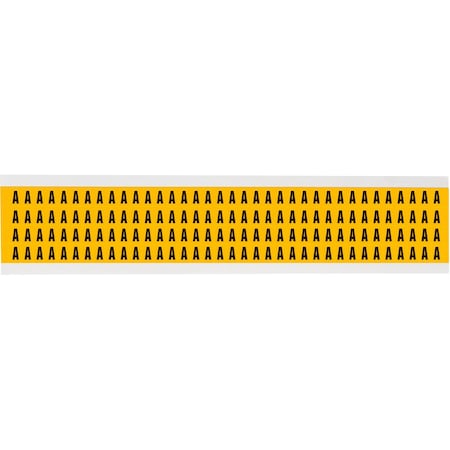 Brady Outdoor Vinyl 0.25 in Black on Yellow Letters A Card of 144 Labels, 144PK 1500-A