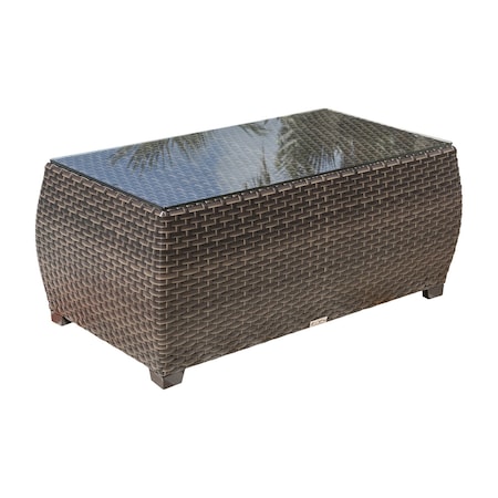 Hospitality Rattan Patio Fiji Coffee Table with Glass 901-1347-ATQ-CT-GL