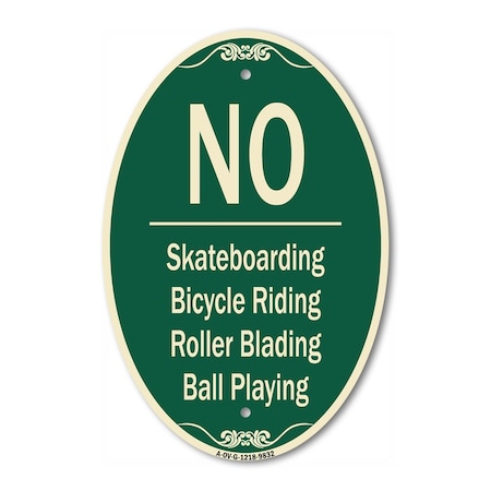 Signmission No - Bicycle Riding Roller Blading Ball Playing, 12 Inch X 18 Inch Designer A-OV-G-1218-9832