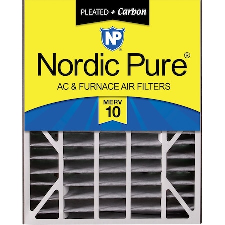 Nordic Pure 20x25x5 Plus Carbon Pleated Air Filter, High Capacity, MERV 10 20x25x5ABPM10C-1
