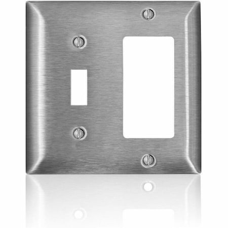 Leviton Wall Plate, Toggle, Stainless Steel SS126-40