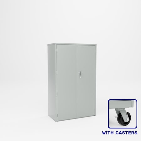 Pucel Heavy Duty Storage Cabinet with Casters, 3 Adjustable Shelves, 36 in W x 66 in H x 19 in D, Black HDSC-3660-19-3C