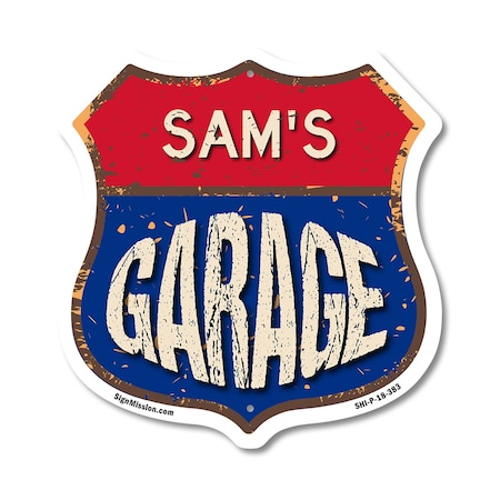 Signmission Sam's Garage, 18 Inch X 18 Inch, Plastic Sign SHI-P-18-383-SAM