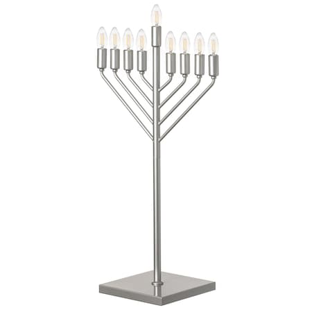 Vintiquewise Chabad Style Silver Finish Hanukkah Menorah for Entryway, Living Room, Office, and Kitchen with QI004693.SL