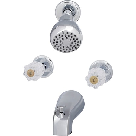 Home Impressions Chrome 2-Handle Acrylic Knob Tub & Shower Faucet F2010507CP-JPA3