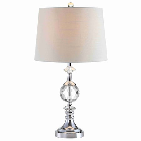Jonathan Y Channing 25.5" LED Crystal/Metal Table Lamp, Clear/Chrome JYL5036A