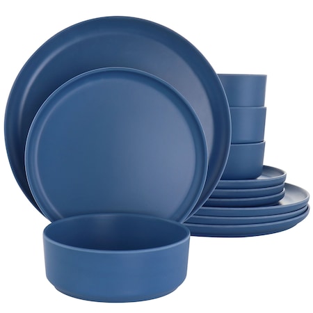 Gibson Home Canyon Crest 12 Piece Round Melamine Dinnerware Set in Blue 135731.12