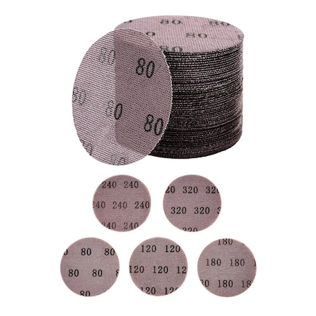 Vevor 5-inch Mesh Abrasive Sanding Discs 50PCS Grit 80 120 80 240 320 Sandpapers, 50PK S125G80320