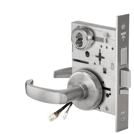 Best Fail Secure, 24V, With Deadbolt, Electrified Mortise Lock, 14 Lever, H Rose, Request to Exit, Satin 45HW7TDEU14H626RQE