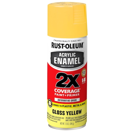 Rust-Oleum Acrylic Enamel, Gloss Yellow, PK6 316890