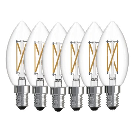Bulbrite LED Filament PK of 6, 5.1 W Dimmable B11 Light Bulb with Clear FinishE12 Base, 4000K 776234