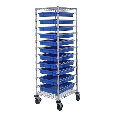 Quantum Storage Systems WIRE BIN CART W/11 BLUE BINS BC212469M2BL