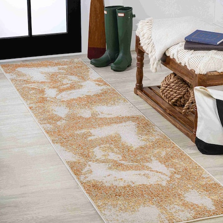 Jonathan Y Petalo Abstract Two-Tone Modern Orange/Beige/Cream 2 ft. x 8 ft. Runner Rug CTP200A-28