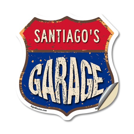 Signmission Santiago's Garage, 18 Inch X 18 Inch, Vinyl Decal SHI-D-18-383-SANTIAGO