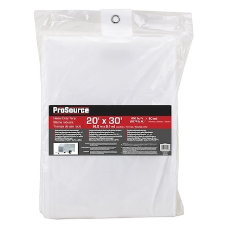 Prosource Tarp, 10 Mil, White, Plastic TW2030