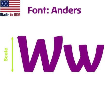 Aacc Self-Adhesive Vinyl Letter: W, Scale: 9 cm. Color: Purple Font: Anders by AACC-Anders-UW-Purple-M9x1
