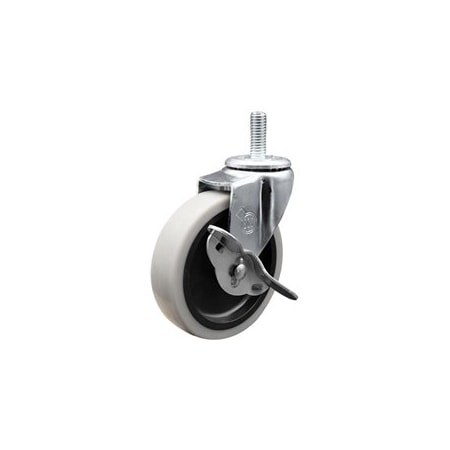Service Caster 4 Inch Thermoplastic Rubber Wheel 5/16 Inch Threaded Stem Caster with Brake SCC SCC-TS05S410-TPRS-SLB-5161815