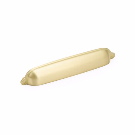 Schaub 6in Center to Center Country Cup Pull Satin Brass Finish 744-SB