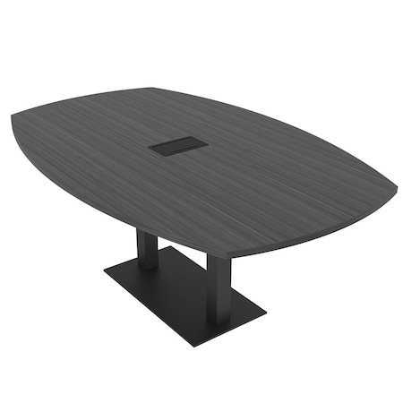 Skutchi Designs Arc Rectangle Meeting Room Table, 45 in W, 84 in L, Grey HAR-AREC-48X84-DOU.BK-WA7949-EBLK