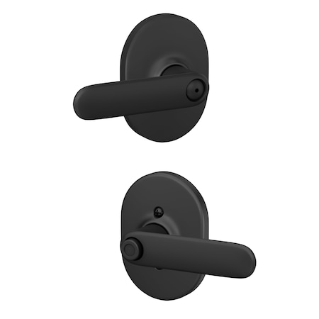 Schlage Residential Davlin Lever with Remsen Rose Privacy Lock with 16080 Latch and 10027 Strike Matte Black Finish F40DAV622RMN