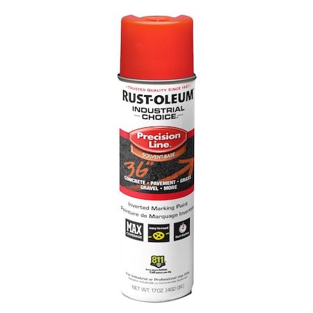 Rust-Oleum Precision Line Marking Paint, Inverted, Fluorescent Red, 17 oz 1662838V