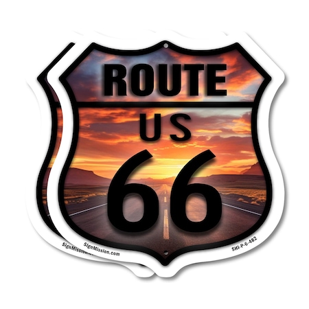 Signmission Route Us 66 Sunset, 6 inch X 6 inch, Plastic Sign, 2PK SHI-P-2PACK-6-482