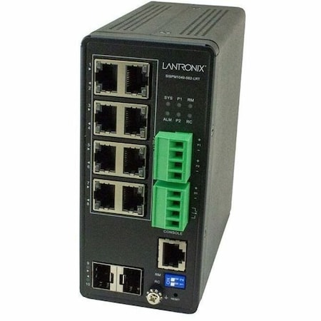 Transition Networks MANAGED HARDENED POE+ SWITCH, 8 10/100/1000BASE-T POE+, 2 100/1000BASE-X S SISPM1040-582-LRT