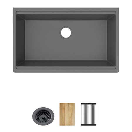 Elkay Quartz Classic 33" x 22" x 9-1/2" Single Bowl Undermount Workstation Sink 4pc Kit Graphite ELGRU13322WOGT0