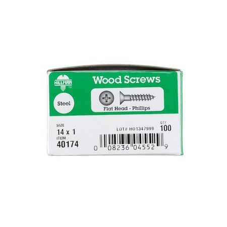 Hillman Wood Screws No. 14 S X 1 in L Phillips Zinc-Plated Zinc-Plated 40174