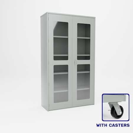 Pucel Heavy Duty Storage Cabinet, 48 in W x 90 in H x 19 in D, Plexiglass Doors, Light Blue HDSC-4884-19-4C-PLEX