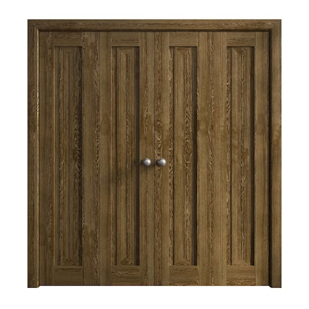 Sartodoors Sliding Closet Double Bi-fold Doors 96 x 96 inches, Ego 5006 Marble Oak, Sturdy Tracks Moldings Tr EGO5006DBF-DMR-96x96 (4* 24x96)
