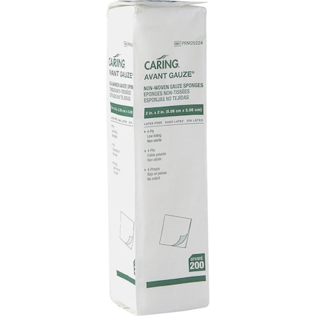Medline GAUZE, SPONGE, NON-WOVEN, 4PLY, 2 in.X2 in., NSTRL, 8000PK PRM25224