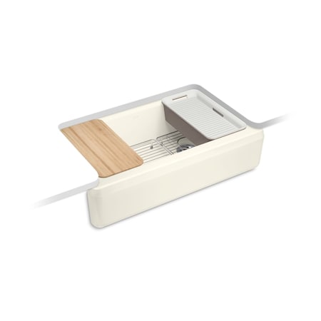 Kohler Riverby 35-3/4 undermount single-bowl farmhouse workstation kitchen sink Biscuit 24564-PC-96