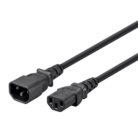 Monoprice SJT Extension Cord, 16 AWG, Indoor, 16/3, 1 Outlets, IEC 60320 C13, Black, IEC 60320 C14, 25 ft 40106