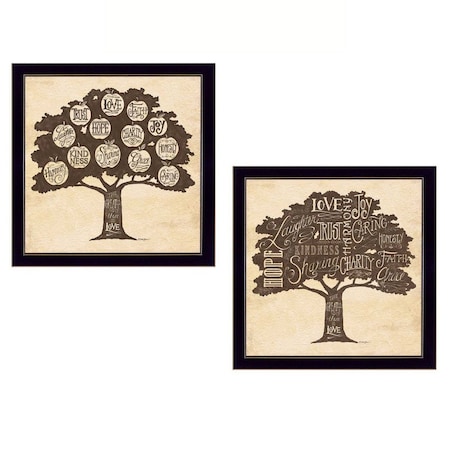 Homeroots Set Of Two Family Trees Black Framed Print Wall Art, 2PK 405707