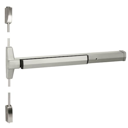 Yale 7200 Series Narrow Stile Surface Vertical Rod Exit Device, Right Hand Reverse, 36in Device, Satin S 7210 36 RHR 630