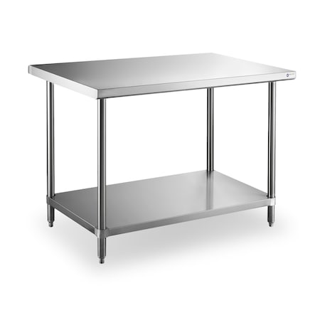 Steel Works Worktable 24"X24"X34"H 18 GA 304S/S flat top shelf SWWTS-2424-318
