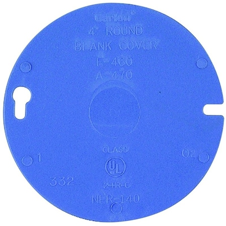Carlon Outlet Box Cover, 4 in Dia, Round, Plastic, Blue E460R-CAR