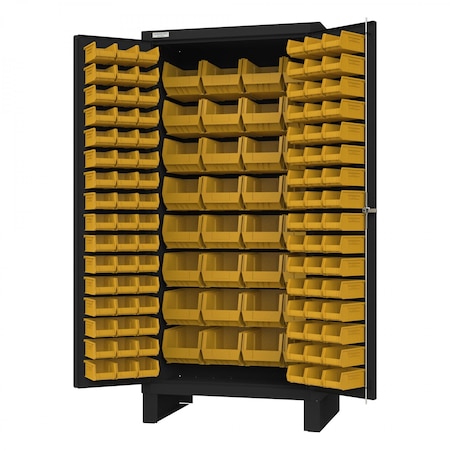 Durham Mfg Cabinet, 132 Yellow Bins 3501L-BDLP-128-08T